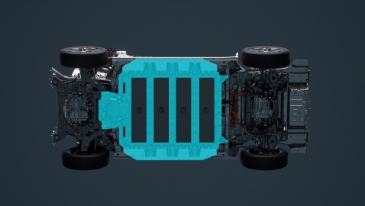 Schéma baterie v podvozku elektromobilu