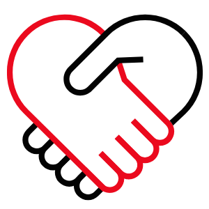 Dvě ruce se drží v srdci